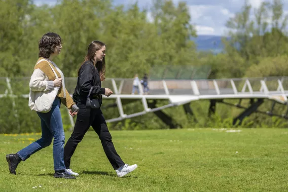 Students walking alongside Living Bridge UL campus