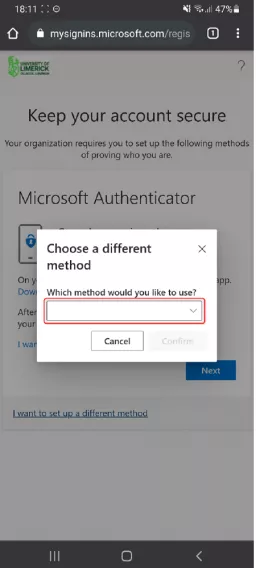 Select authentication method