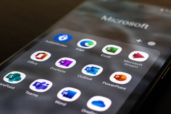 microsoft icons on a phone