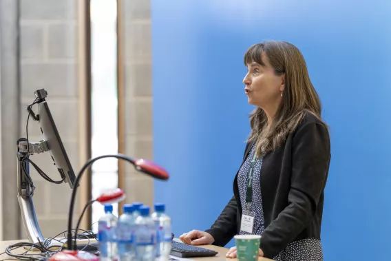 Anne MacFarlane speaking at the event