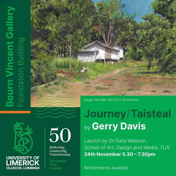 Poster for Gerry Davis exhibition entitled Journey/Taisteal 