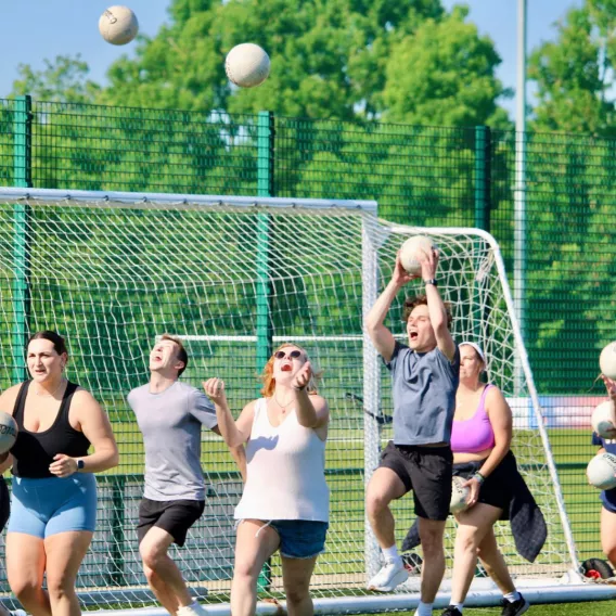 Students playing Gaelic football