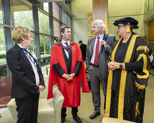 Stephan Kinsella pictured with his mother, Nigel healy and Kerstin Mey