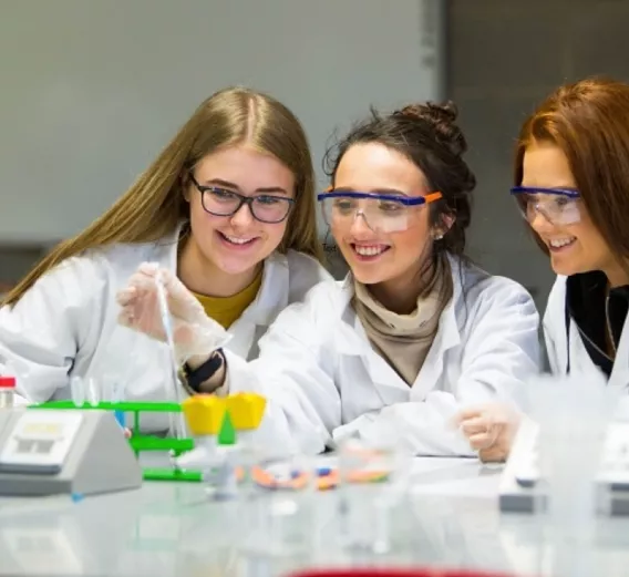 Girls doing science experiment