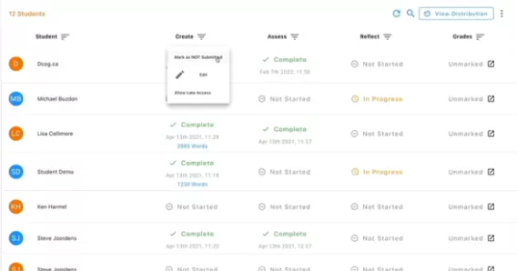 peerScholar Student Progress and Grading Page