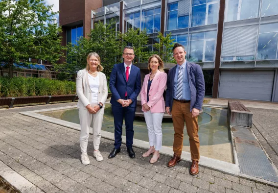 University of Limerick Chancellor, Professor Brigid Laffan, Minister of Further and Higher Education, Research, Innovation and Science Patrick O’Donovan TD , UL Vice President Research, Professor Norelee Kennedy and Professor Kevin M Ryan, Director of Bernal Institute and lead investigator of AMPEiRE