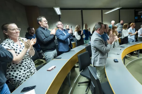 Guests at Sheila Killian's Inaugural Lecture give an ovation