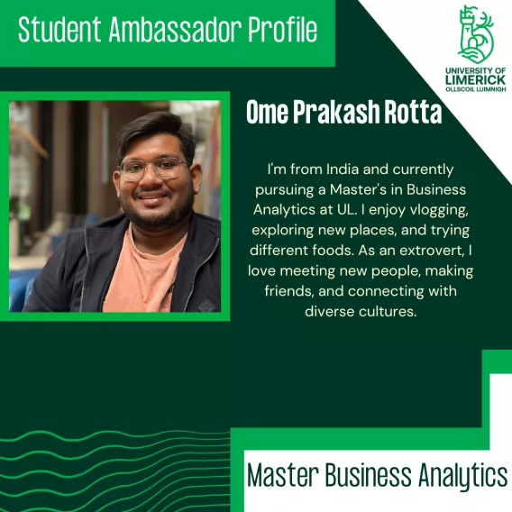 Profile for Indian Student Ambassador Ome who is doing his Master's in Business Analytics