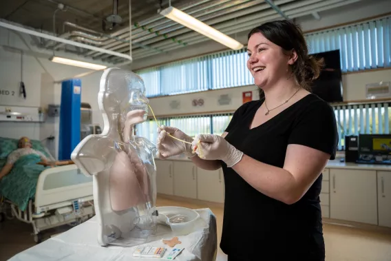 Female student in labs