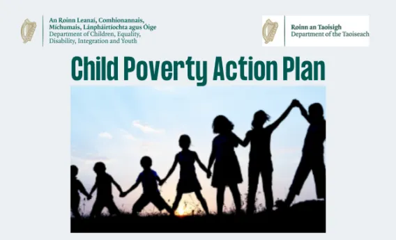 Child Poverty Action Plan icon graphic showing shadows of children.