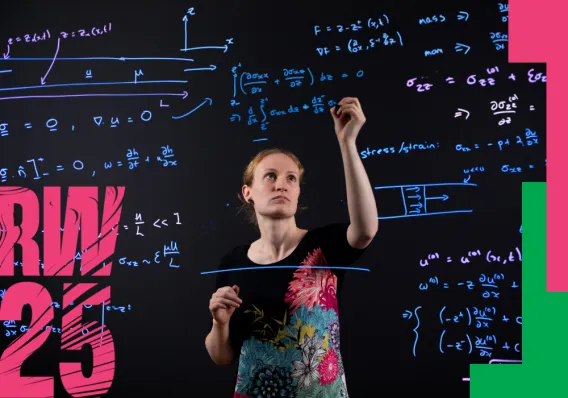 Woman doing mathematics on a screen