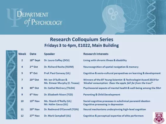 Psychology Seminar Series Autumn 2015