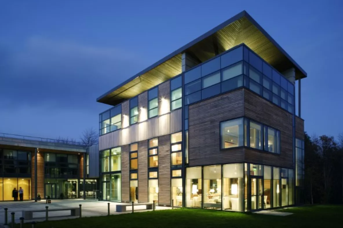 Photo of UL building at dusk