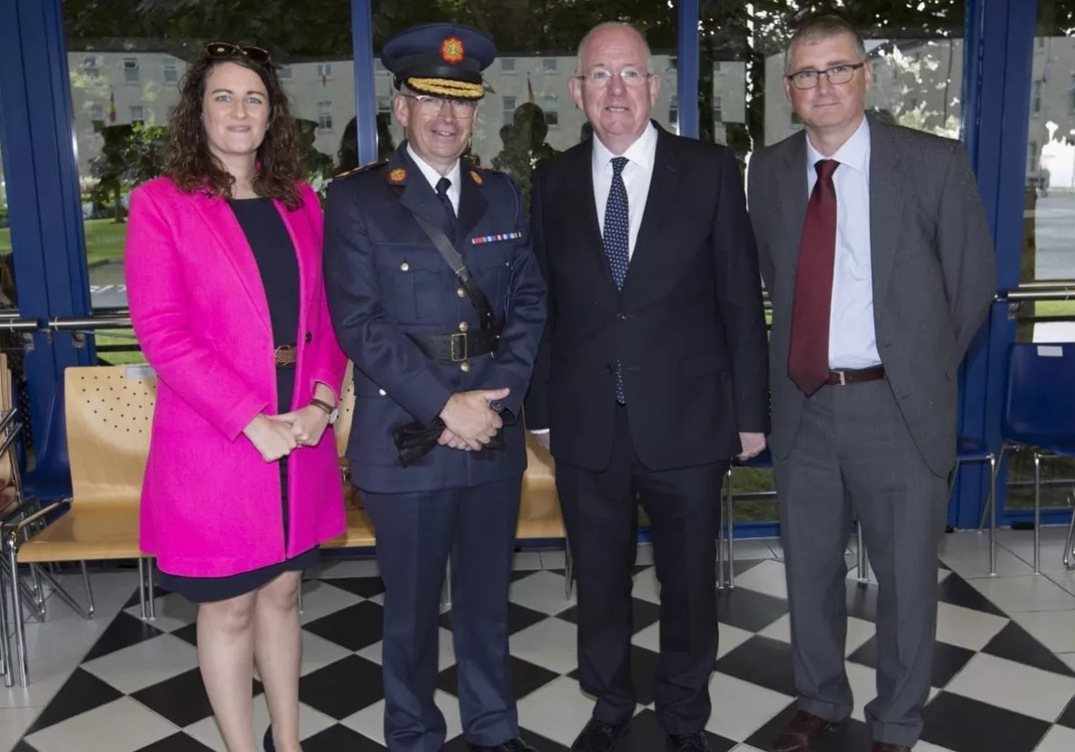 Dr. Eimear Spain, School of Law; Garda Commissioner Drew Harris; Charlie Flanagan, Minister for Justice and Equality; Professor Shane Kilcommins, Head of UL School of Law 