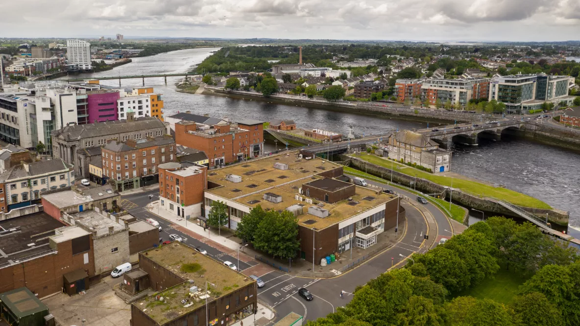 A drone shot of the UL City Centre Campus