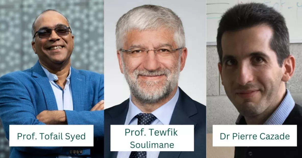 Pictured from left to right: Prof. Tofail Syed, Prof. Tewfik Soulimane and Dr. Pierre-André Cazade