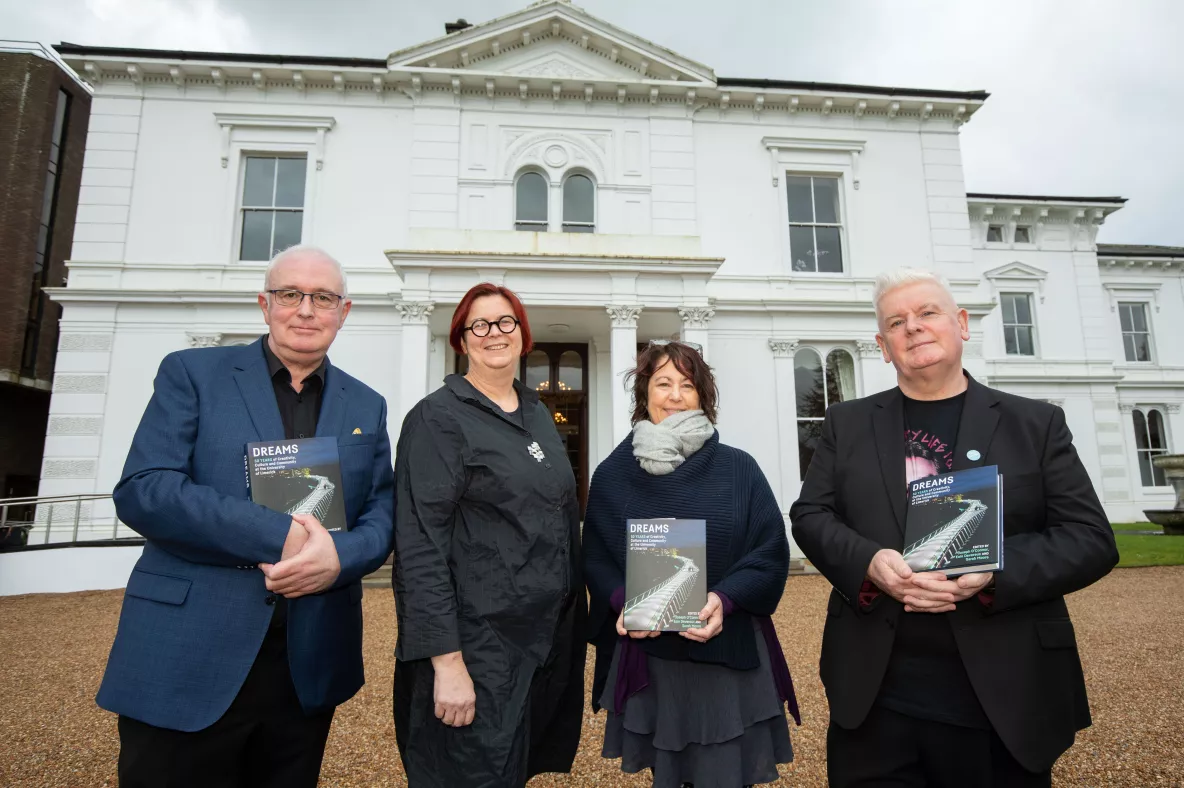 A picture of the group at the launch of the book at Plassey House