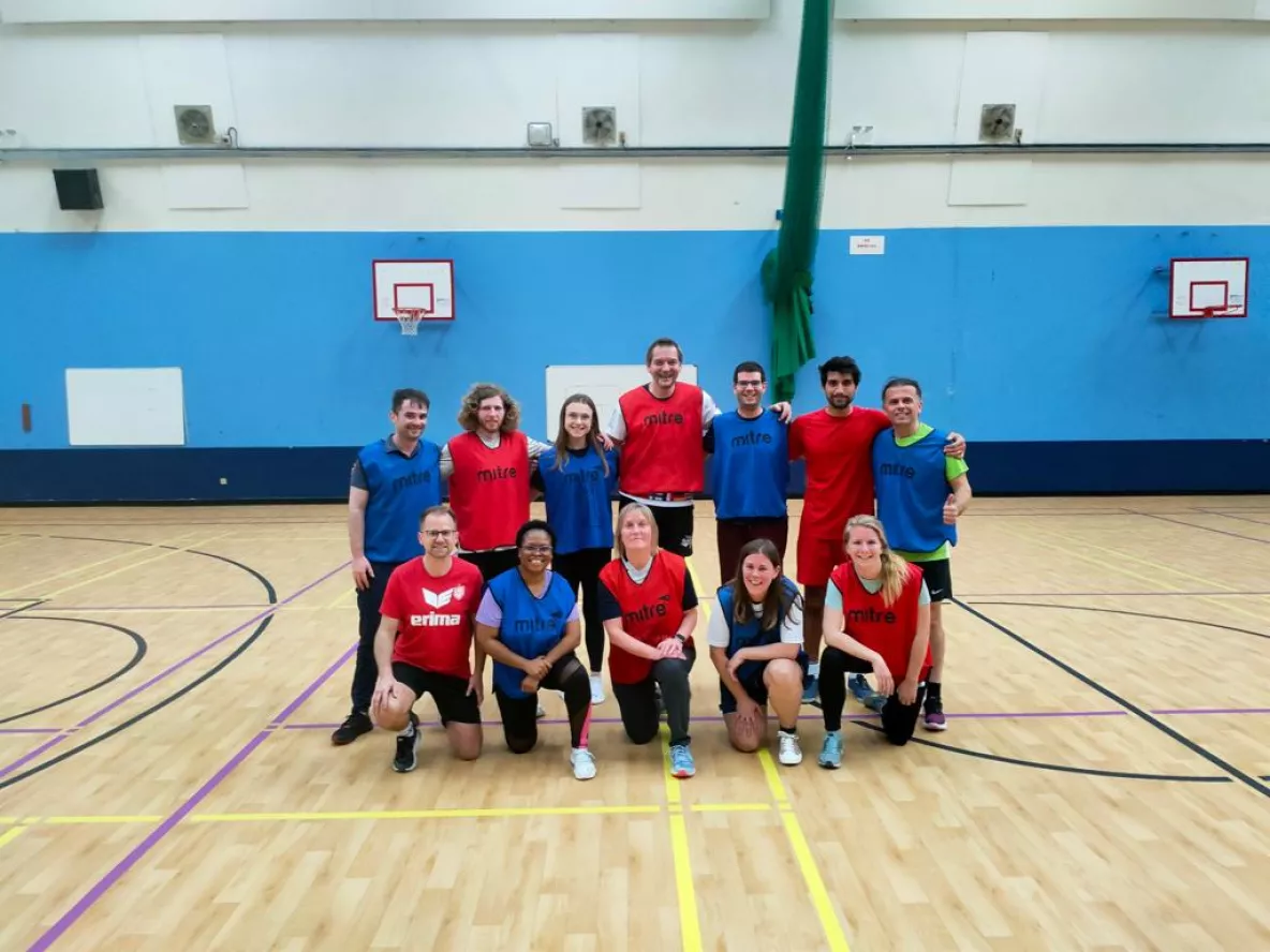 GAA games participants posing for a picture on UL Basketball court