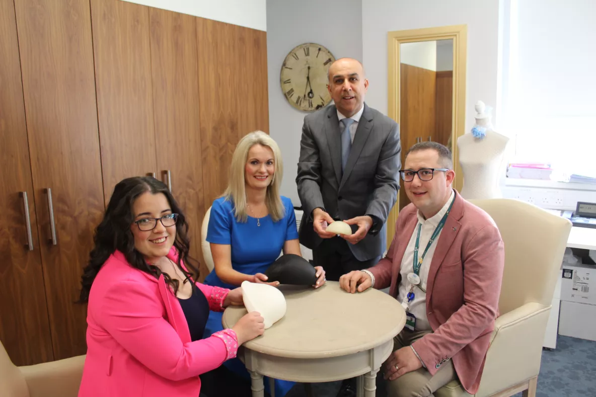 The group pictured in the fitting room in the Symptomatic Breast Unit University Hospital Limerick