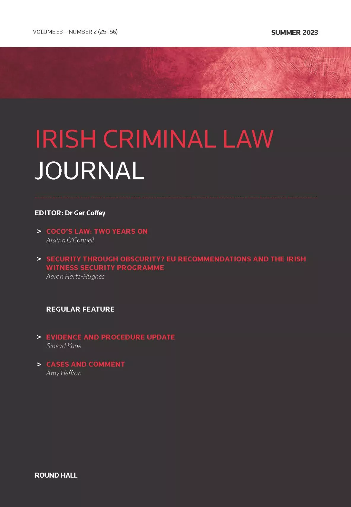 Cover of Irish Criminal Law Journal 