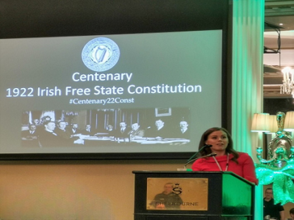 Dr Laura Cahillane Morning Ireland Special from Shelbourne Hotel, Constitution Room.
