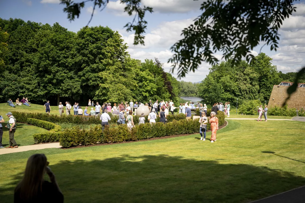 A wide angle shot of the new memorial garden at UL