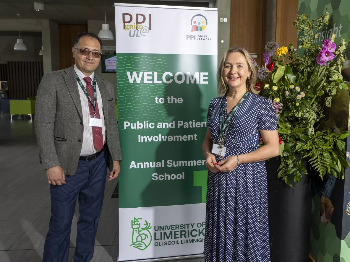 Professor Payam Sheikhattair pictured with PPI RU Manager Lorna Kerin at the summer school