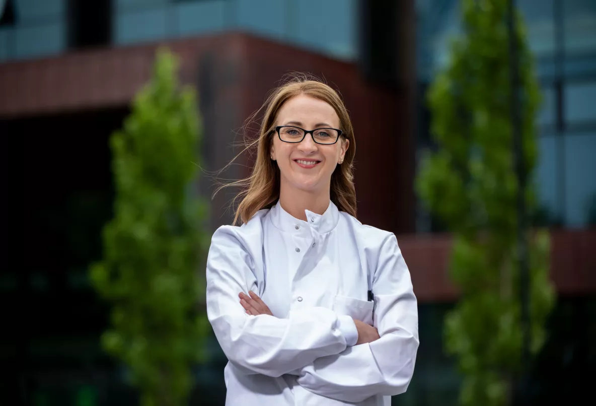 A picture of Finola Cliffe outside the UL Library, who participated in the award winning campaign