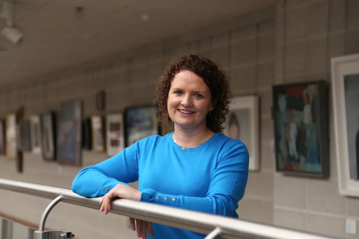 A picture of Sinéad O’Keeffe in the Foundation Building at UL