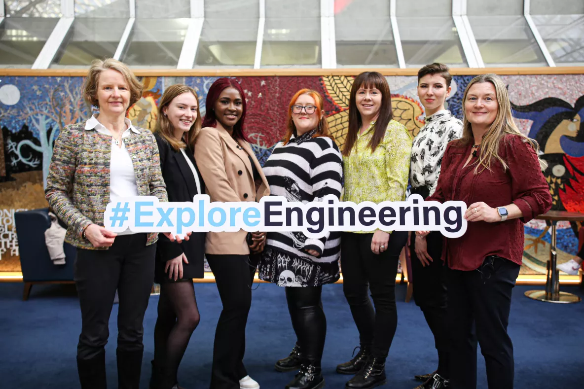 A group pictured at the Inspire Women in Engineering Event in UL