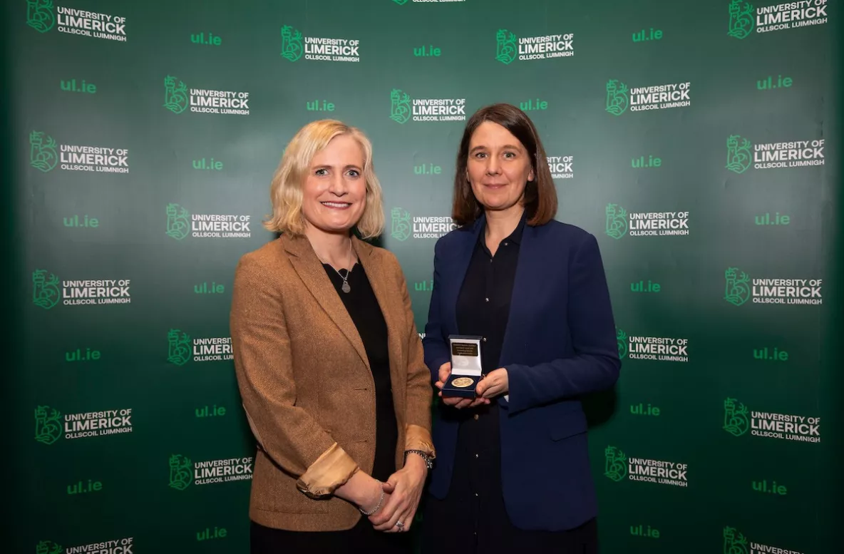 Rose Galvin and Katie Robinson pictured with the award