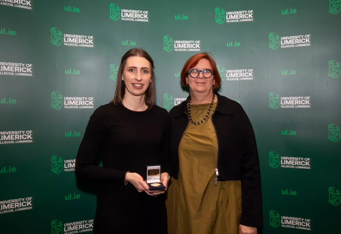 Dr Clodagh Toomey with UL President Professor Kerstin Mey