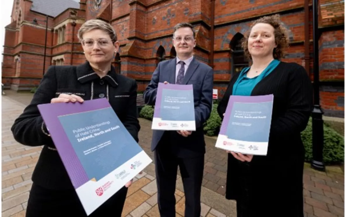 Professor Amanda Haynes (U.L.), Dr Kevin J. Brown (Queens University Belfast) and Professor Jennifer Schweppe (U.L.) holding their report