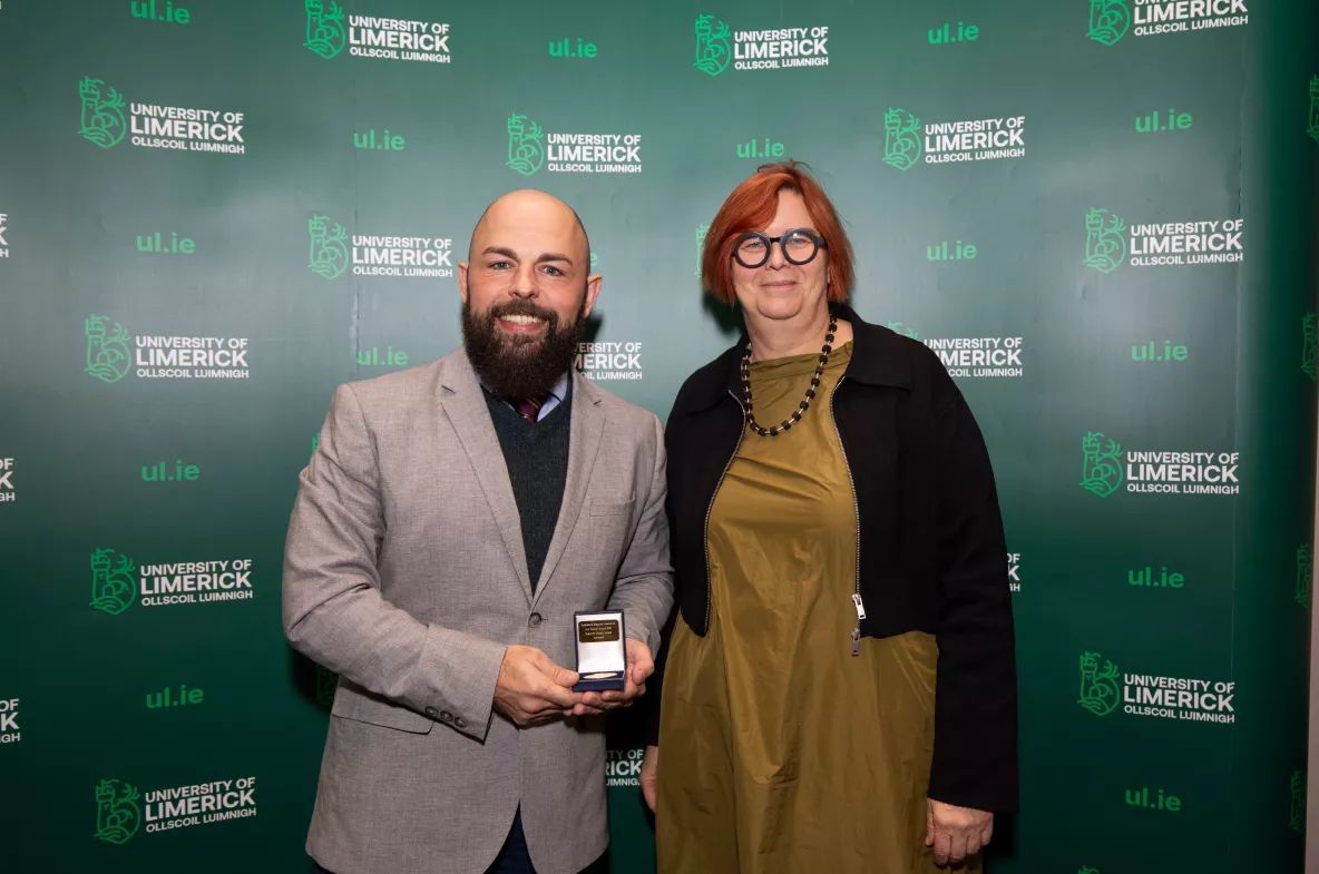 Dr Matthew Herring with UL President Professor Kerstin Mey