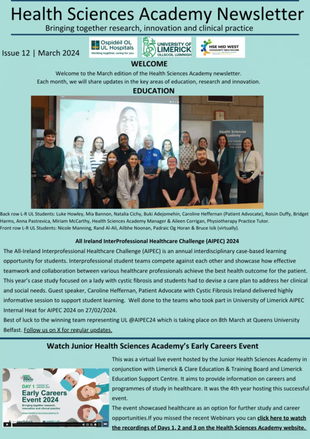 Health Sciences Academy March 2024 Newsletter