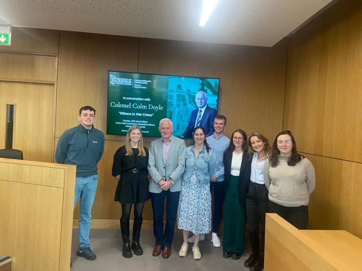 A group of students with Colonel Colm Doyle