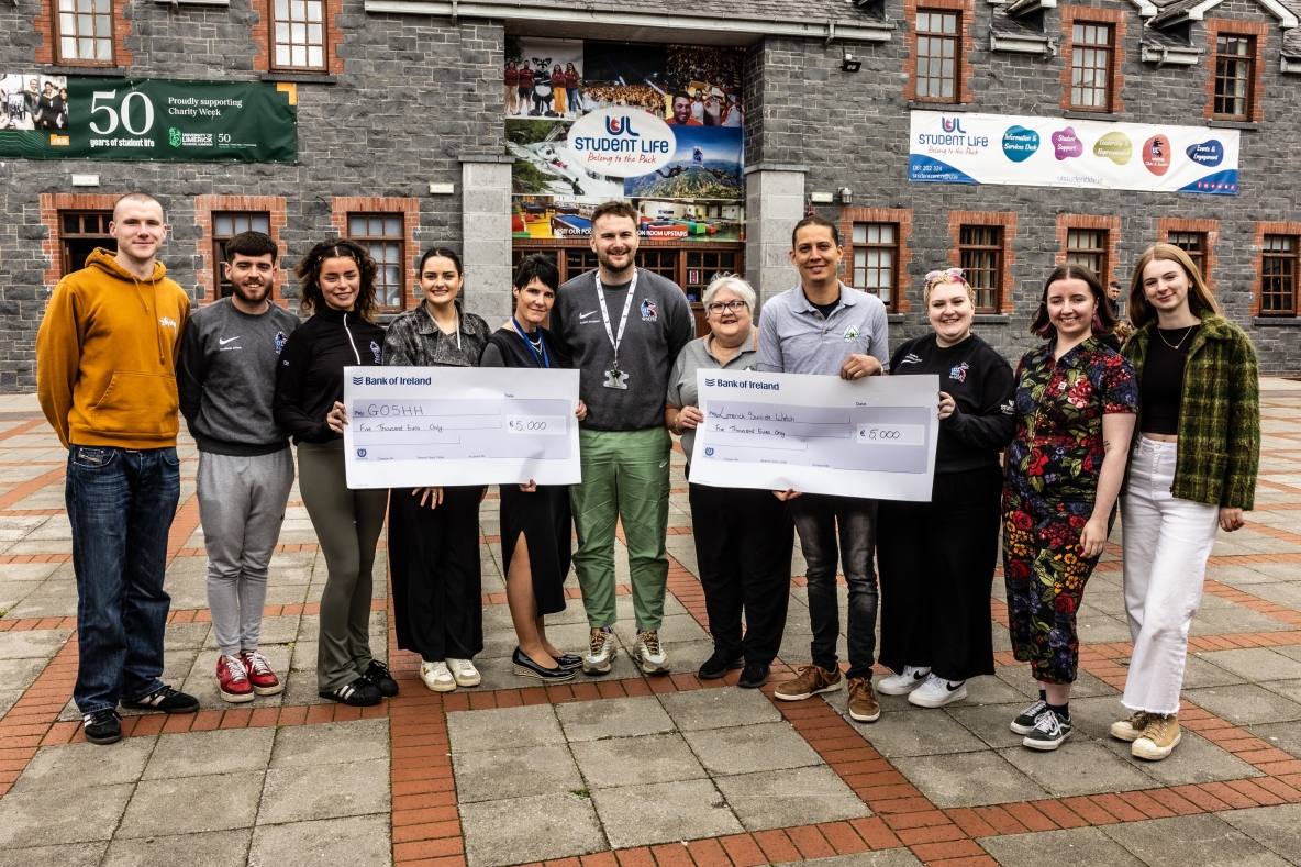 UL Charity Week raises €10,000 for GOSHH and Limerick Suicide Watch