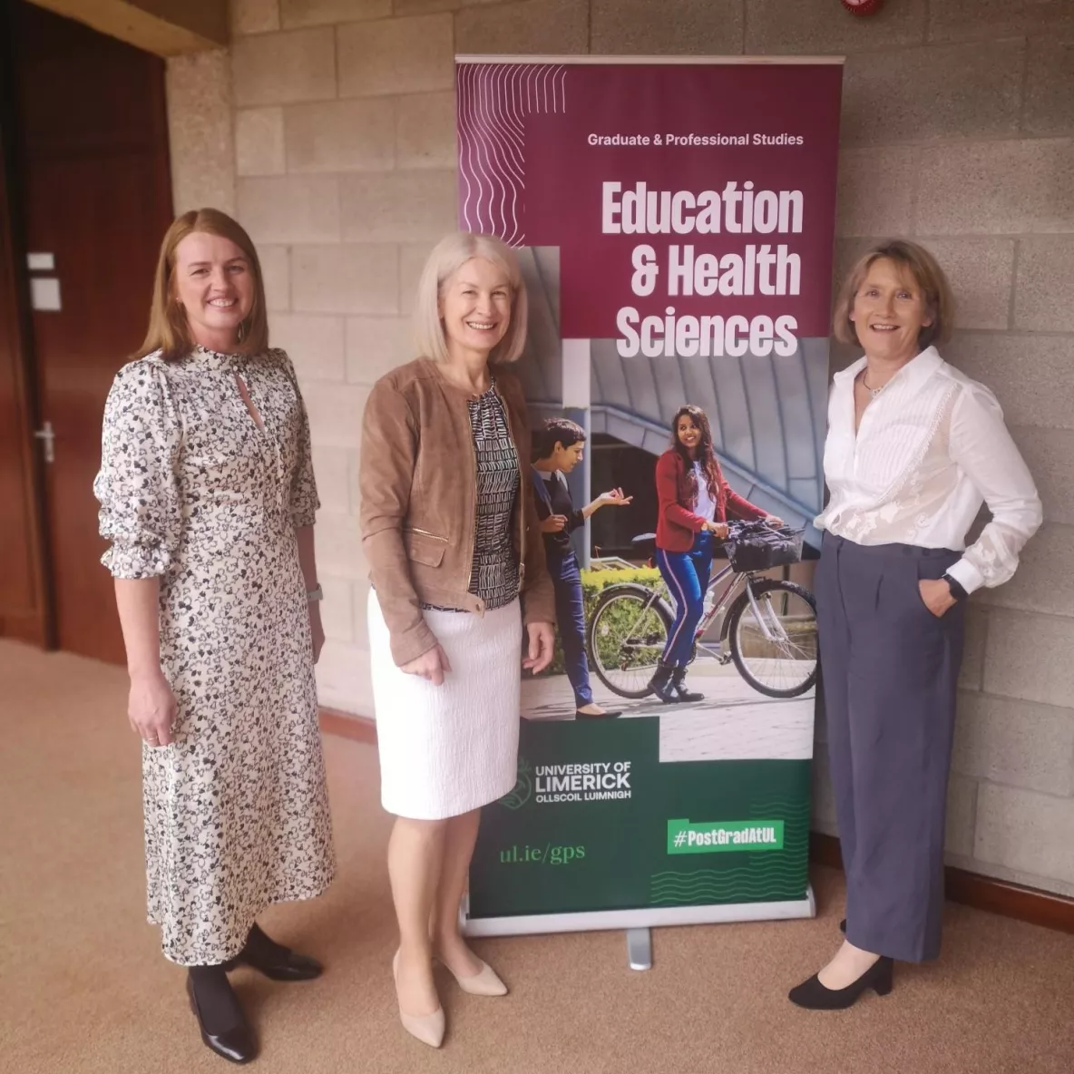 Dr Elaine Kinsella (ADR EHS), Professor Deirdre McGrath (Dean, EHS) and Professor Orla Muldoon (Dept of Psychology)