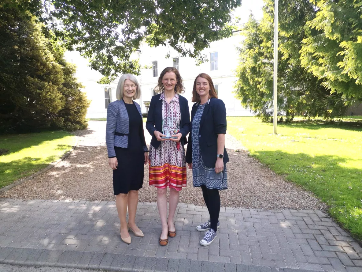 Professor Deirdre McGrath (Dean, EHS), Dr. Orla Power Grant (EHS Research Culture Award 2024 recipient), Dr. Elaine Kinsella (ADR, EHS)