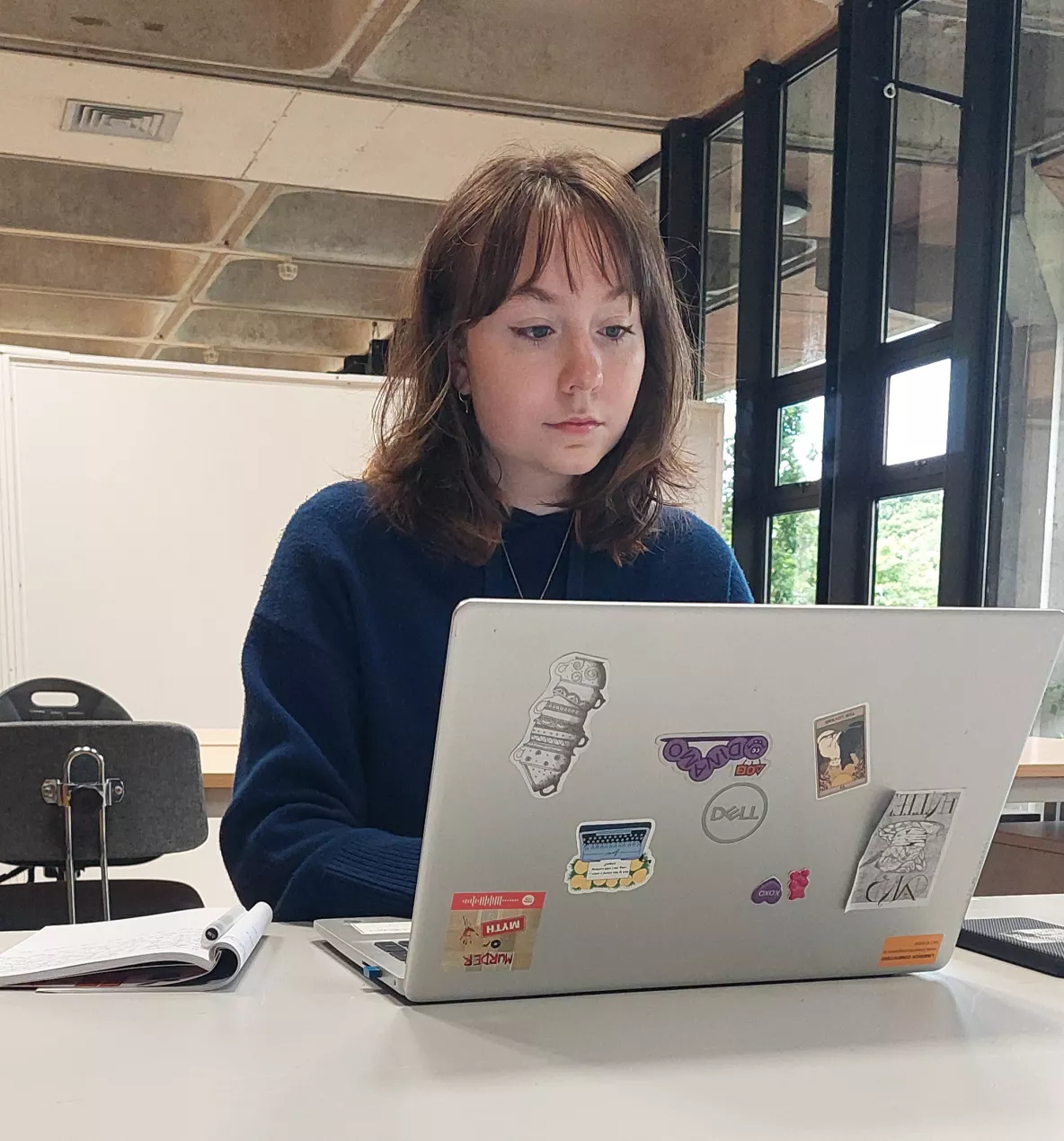 Louise Blair working on laptop