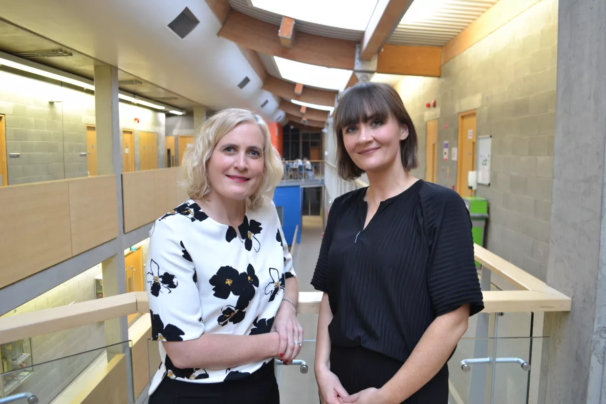 Rose Galvin and Sarah Hayes pictured in a UL building