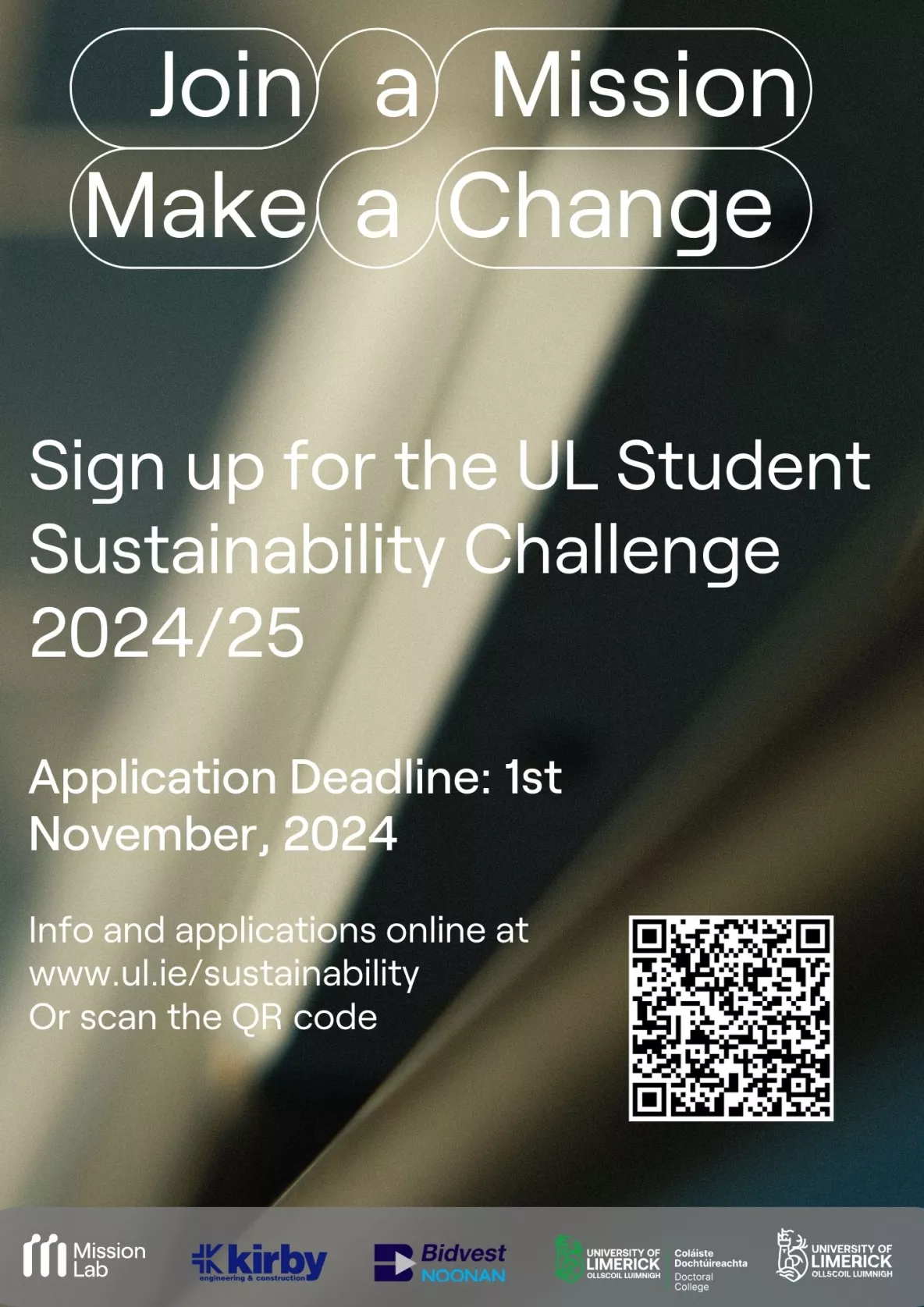 Sign up for the UL Student Sustainability Challenge 2024/25 poster information