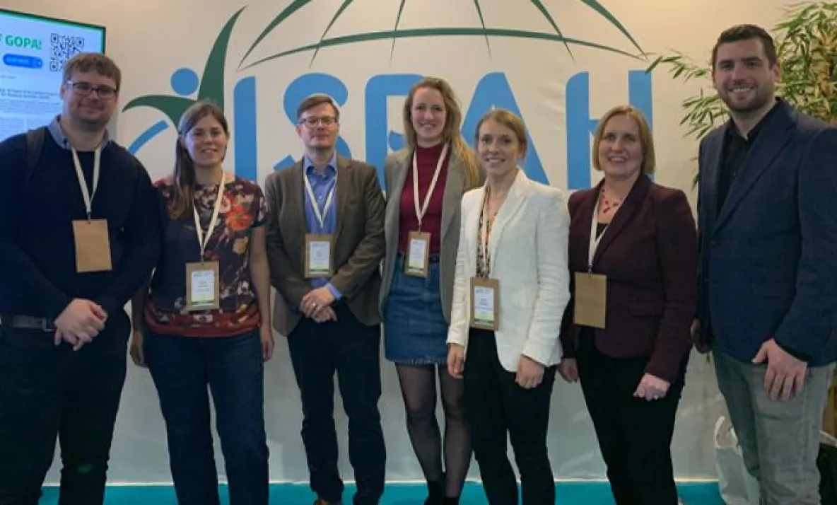 IMPAQT members attending the ISPAH conference (from left to right: Kevin Volf, Aurelie van Hoye, Peter Gelius, Nicole den Braver, Leonie Birkholz, Catherine Woods, Sven Messing)