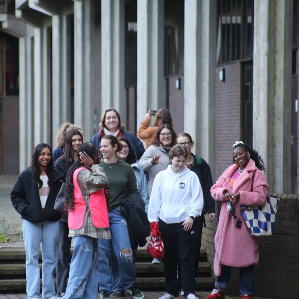 students getting a campus tour