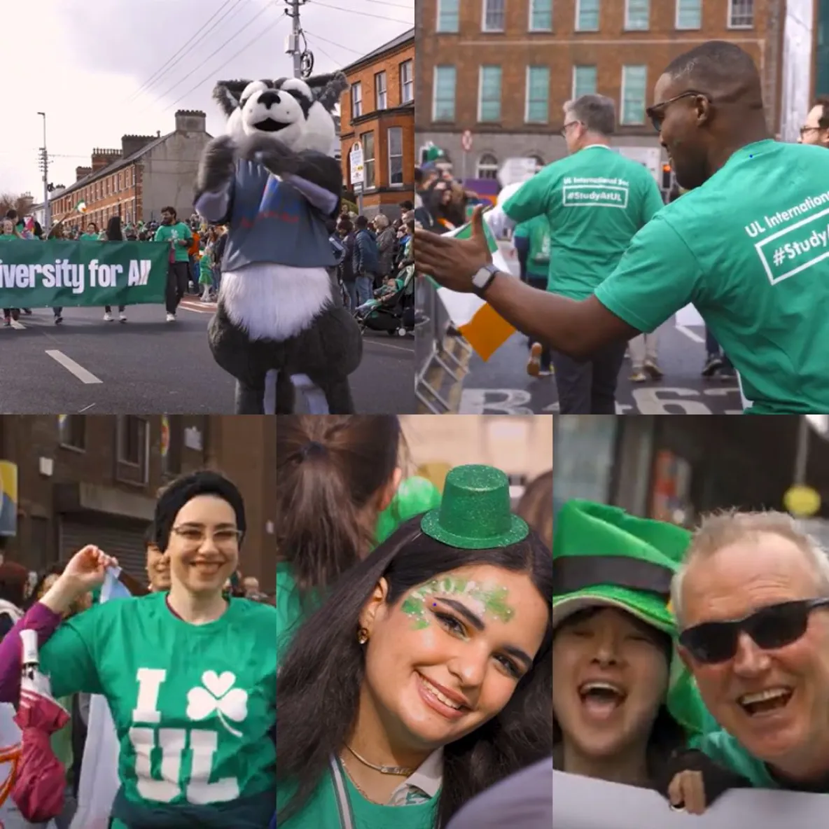 Collage of images from past St Patricks Day Parades