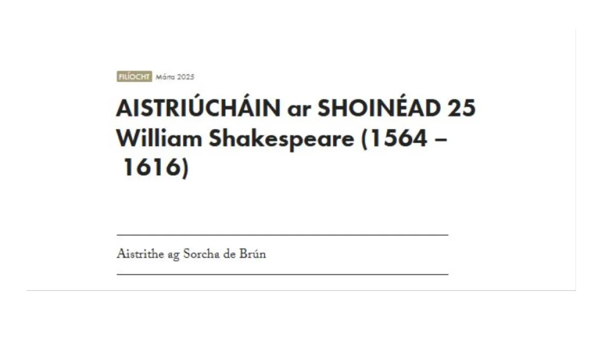 Translation ar SHOINÉAD 25 William Shakespeare