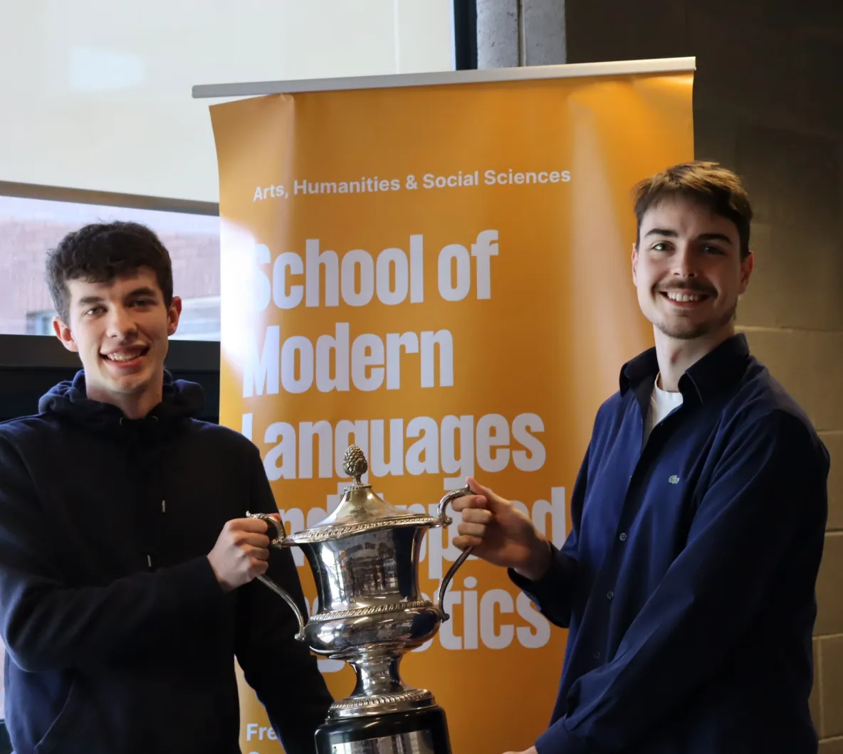 Victorious students Ryan Burke (B.Ed Languages) and Bernard Tynan-Pascual (BA Applied Languages)