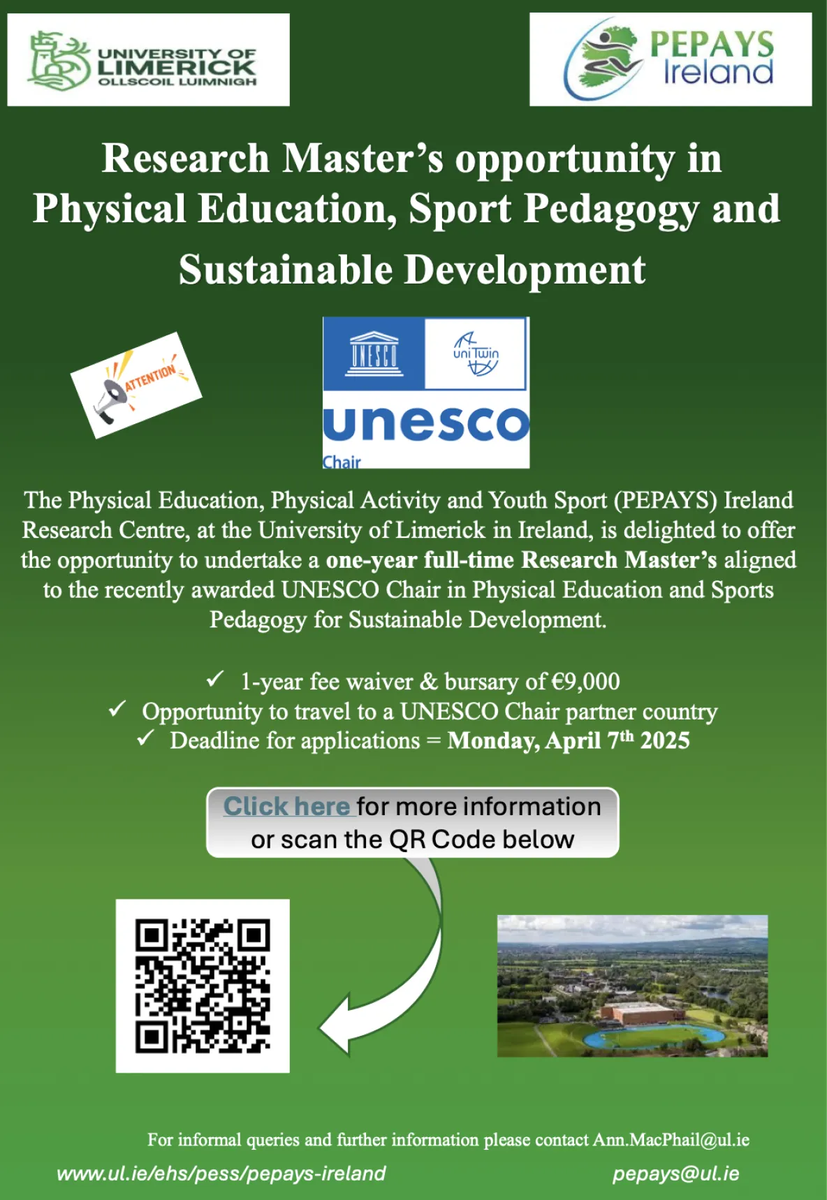 Flyer promoting UNESCO research opportunity