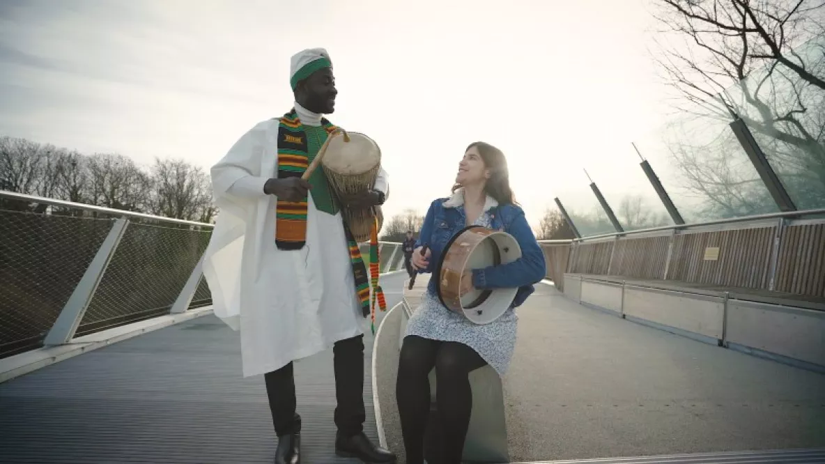 John Nutekpor and Nicolle Figueroa, who feature in the St Patrick’s Day video 