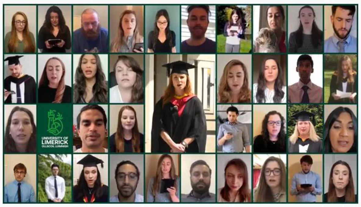 Medical doctor graduate Sinead Loughran leads her class in a recital of the Hippocratic Oath during UL's online graduation ceremonies 